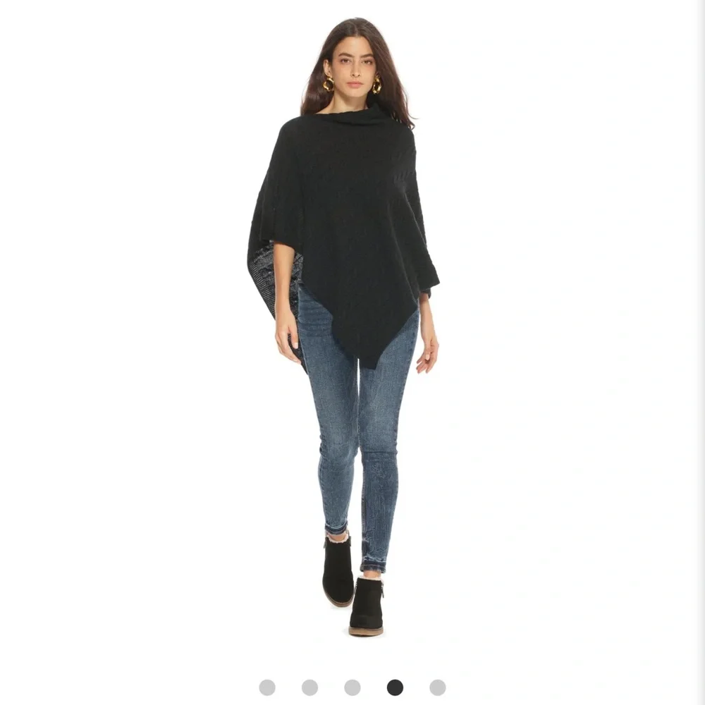 Pure Cashmere Cable Knit Poncho - Picture 3 of 11